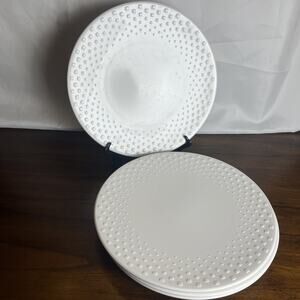 Set Of 4 Furio Home 11" Melamine Dinner Plates/Charger White w/Textured Border